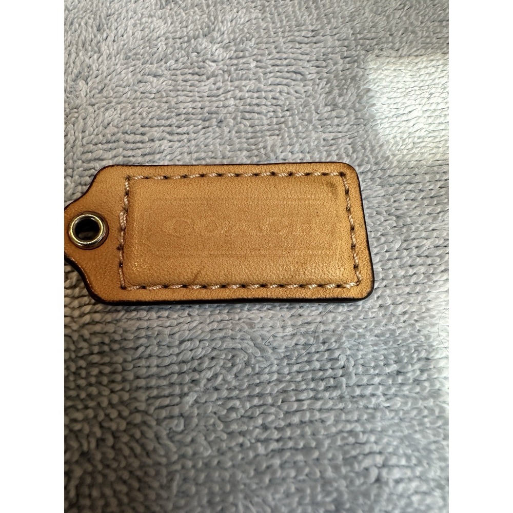 2" Med. Coach Tan Leather Key Fob Bag Charm Keychain Hang Tag